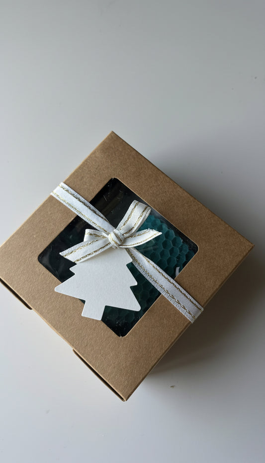 Pack Navideño – Vela de Cera de Abeja + Cerillas de Colores