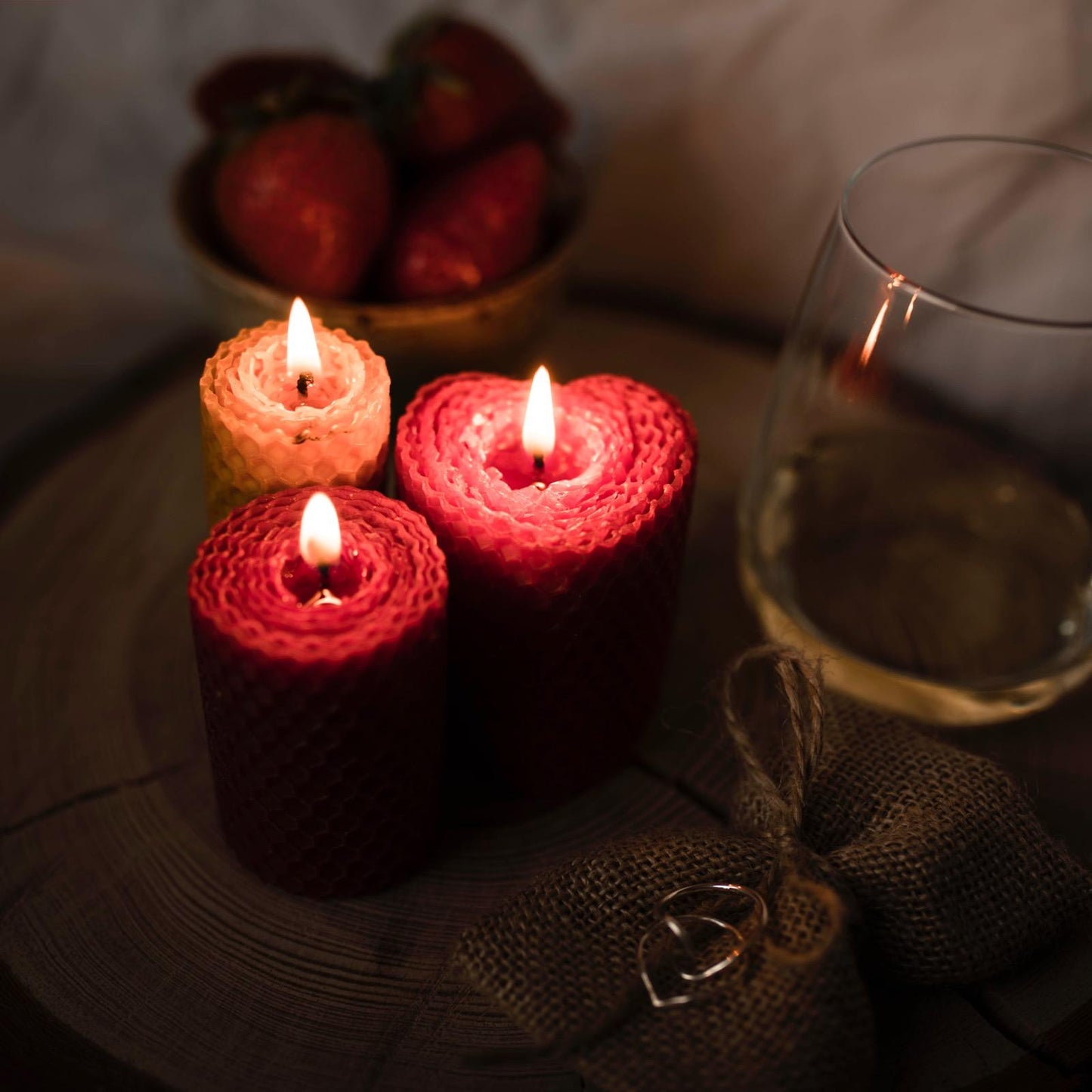 KIT DIY - Vela de cera de abeja en forma de corazon