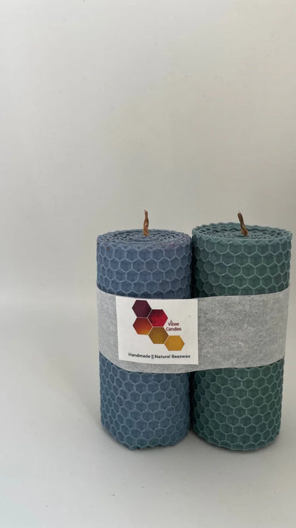 Denim and Eucalyptus colored candle pack