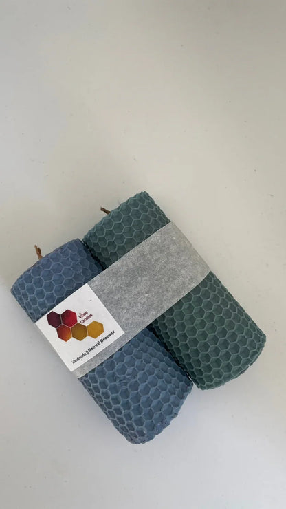 Denim and Eucalyptus colored candle pack