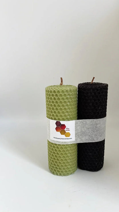 Pack of olive and black colored candles