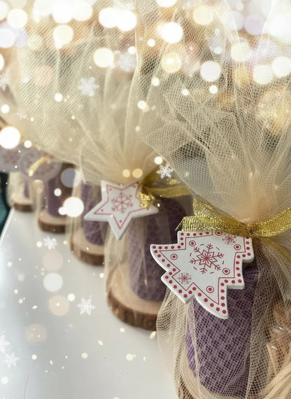 Mini Christmas Candle Wrapped in Tulle